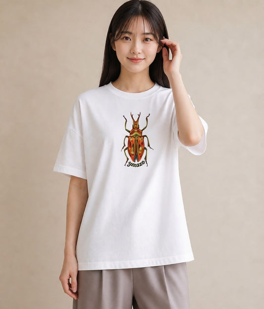 グラフィックTシャツ レディース クワガタ 昆虫 虫 イラスト ママ カフェ服 白T