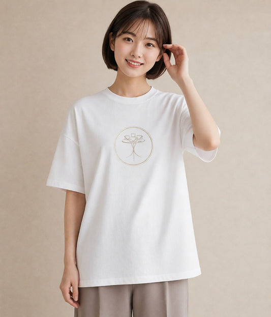デザインTシャツ レディース カフェ カフェロゴ ロゴ イラスト 抜け感 秋コーデ おしゃれギフト 白T