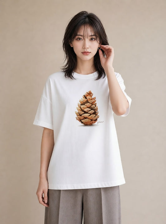半袖Tシャツ レディース どんぐり 植物 ボタニカル イラスト 水彩風 女子会 お揃い 白T