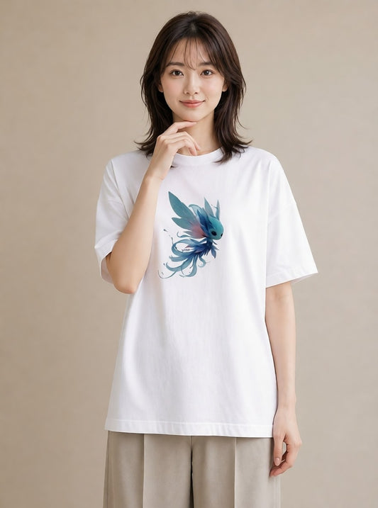 デザインTシャツ レディース グッピー ペット 動物 イラスト ビーチ デイリーウェア 白T