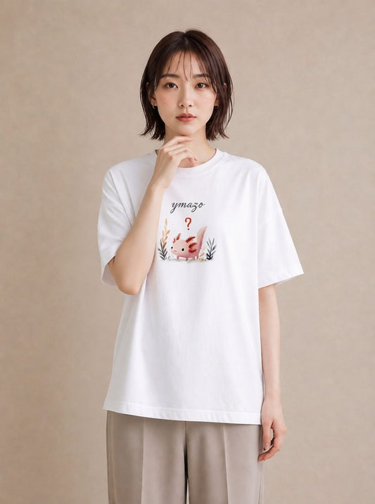 グラフィックTシャツ レディース ウーパールーパー ペット 動物 イラスト ヴィンテージ風 お出かけ 普段着 白T