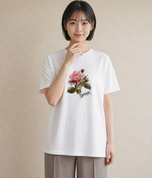 プリントTシャツ レディース バラ 薔薇 ローズ 花 花柄 イラスト ミニマル 旅行用 海 白T