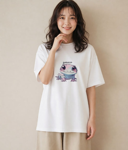 Tシャツ レディース ヤモリ ペット 動物 イラスト 北欧風 旅行用 海 白T