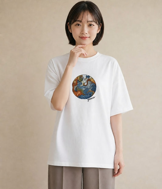 グラフィックTシャツ レディース 海 星空 宇宙 イラスト 淡色 お揃い 親子 白T