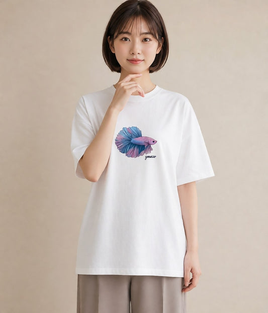 プリントTシャツ レディース 熱帯魚 海の生き物 海 イラスト アート風 ホワイトデー 春服 白T