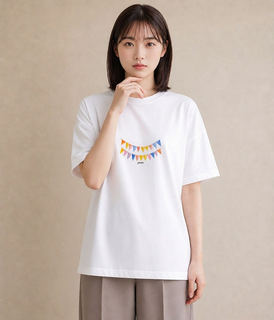 半袖Tシャツ レディース 洗濯物 風 ナチュラル アンティーク イラスト きれいめカジュアル 部屋着 女性向けギフト 白T