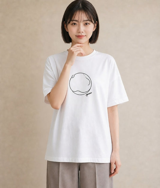 プリントTシャツ レディース 幾何学 ミニマル ジオメトリック イラスト 淡色 通勤 在宅 白T