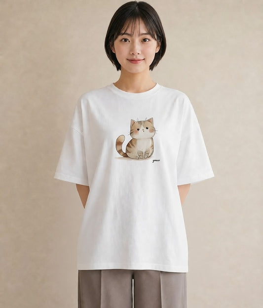 プリントTシャツ レディース スコティッシュフォールド 猫 ねこ イラスト ボタニカル 春コーデ 姉妹 白T