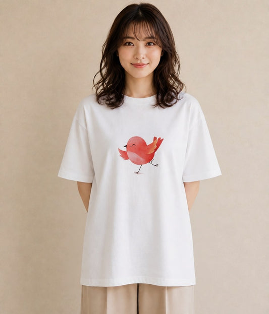 グラフィックTシャツ レディース ボタンインコ ペット 動物 イラスト きれいめ ホワイトデー 春服 白T