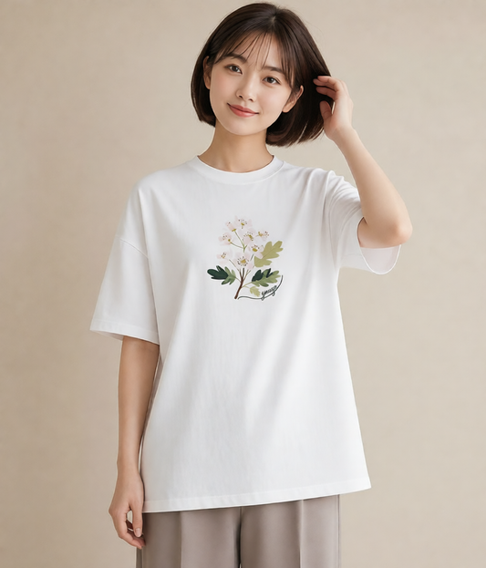 Tシャツ レディース カスミソウ かすみ草 花 花柄 イラスト ポップ ミセス 春コーデ 白T