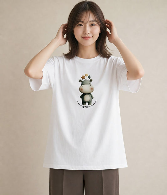 半袖Tシャツ レディース サイ 動物 アニマル イラスト きれいめカジュアル 海 カフェ巡り 白T