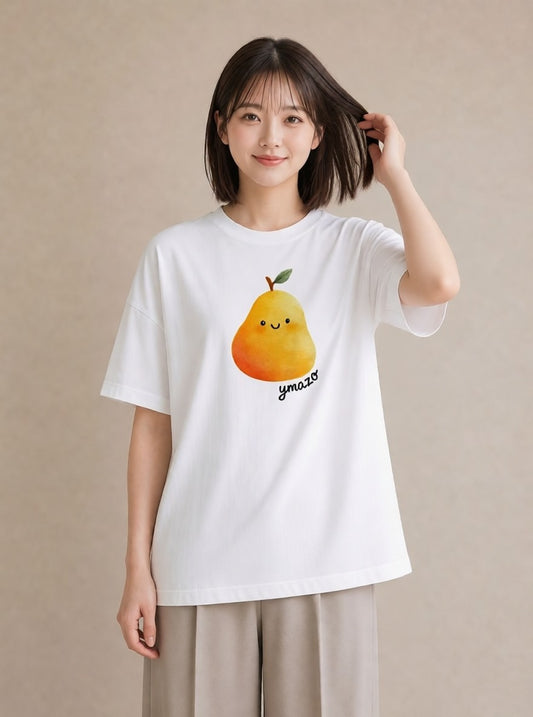 Tシャツ レディース みかん 食べ物 フード イラスト ミニマル 旅行 母娘コーデ 白T