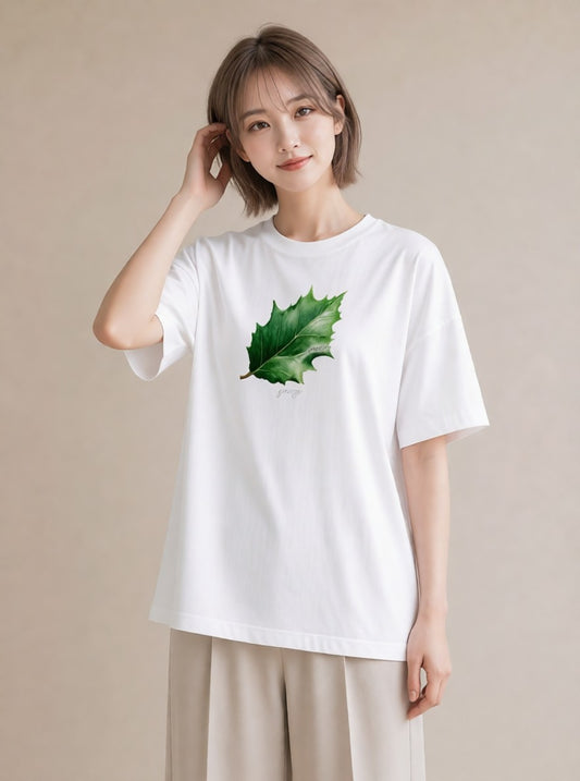 半袖Tシャツ レディース 葉っぱ 植物 ボタニカル イラスト ヴィンテージ風 通学 誕生日プレゼント 白T