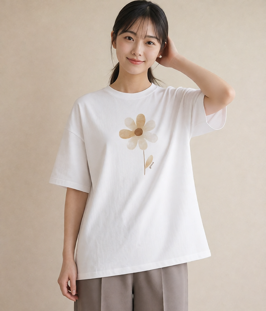 Tシャツ レディース たんぽぽ 花 花柄 イラスト ゆるかわ 通学 誕生日プレゼント 白T