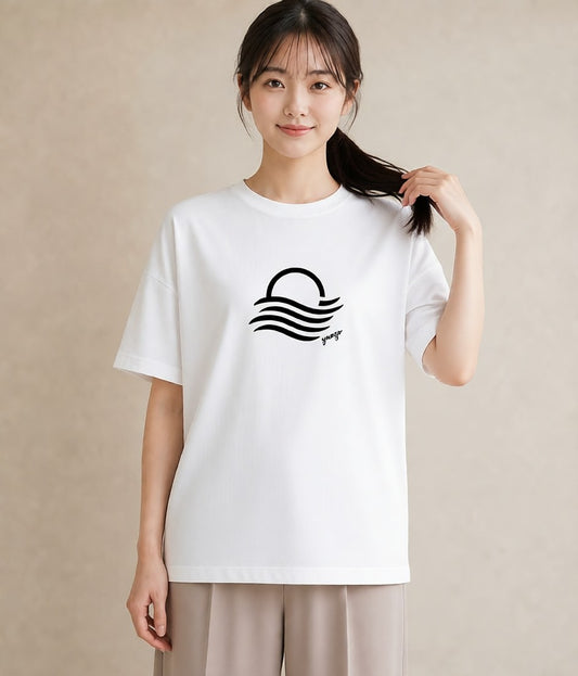 半袖Tシャツ レディース 海 リゾート 夏 イラスト カジュアル 旅行 母娘コーデ 白T