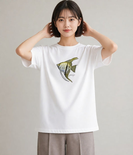 半袖Tシャツ レディース グッピー ペット 動物 イラスト 北欧風 ミセス 春コーデ 白T
