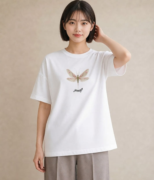 半袖Tシャツ レディース とんぼ 昆虫 虫 イラスト 旅行コーデ ギフト 母の日 白T
