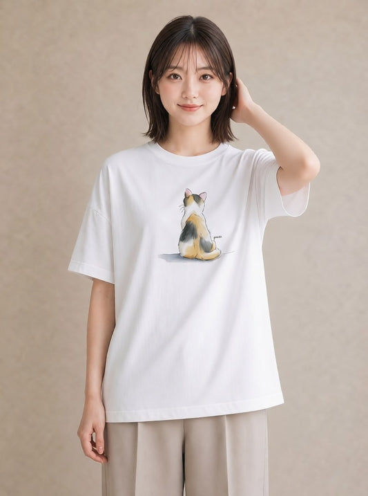 グラフィックTシャツ レディース アビシニアン 猫 ねこ イラスト 可愛い ルームウェア ギフト 白T