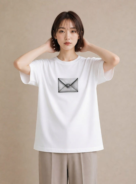 半袖Tシャツ レディース 封蝋 手紙 アンティーク ナチュラル イラスト ヴィンテージ風 誕生日プレゼント 綿100 白T