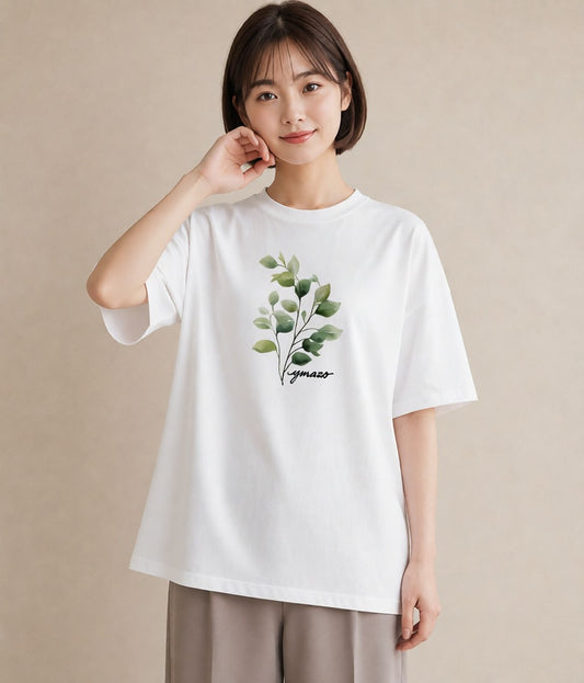 グラフィックTシャツ レディース ガラス瓶 小枝 ボタニカル ナチュラル アンティーク イラスト ラフ 女性向けギフト 散歩 白T