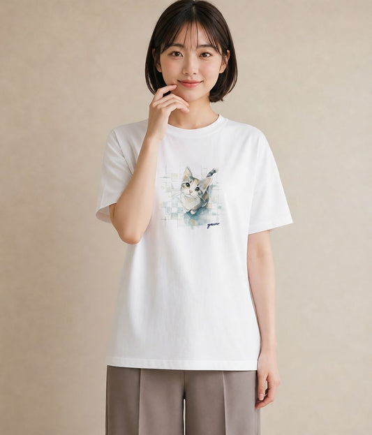 半袖Tシャツ レディース ラグドール 猫 ねこ イラスト ポップ 旅行 母娘コーデ 白T