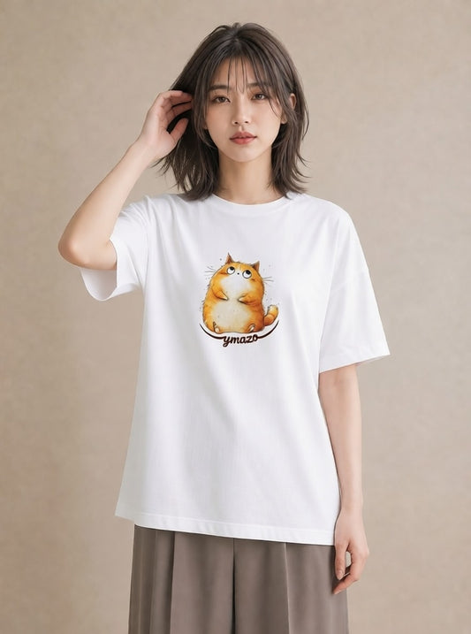 グラフィックTシャツ レディース エキゾチックショートヘア 猫 ねこ イラスト きれいめカジュアル 秋コーデ おしゃれギフト 白T