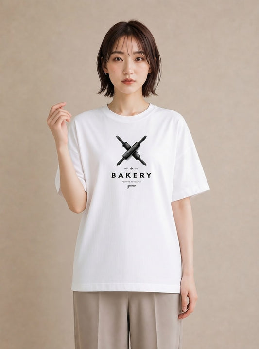 デザインTシャツ レディース パン ベーカリー レトロ イラスト ミニマル 女子会 お揃い 白T