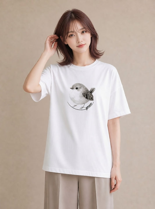 プリントTシャツ レディース マメルリハ ペット 動物 イラスト 上品 デート 帰省 白T