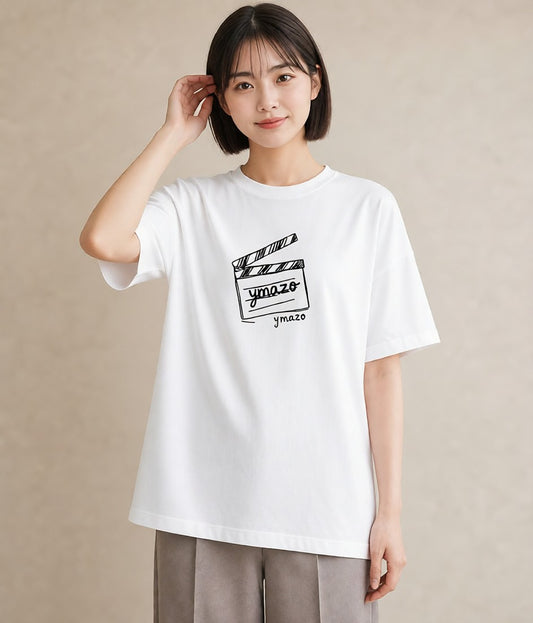 グラフィックTシャツ レディース カメラ フィルムカメラ レトロカメラ イラスト きれいめカジュアル ペアコーデ 秋コーデ 白T