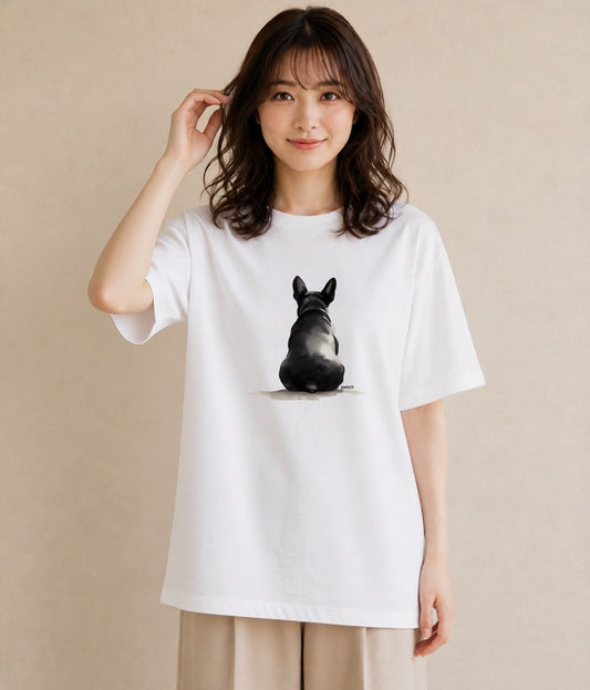 Tシャツ レディース フレンチブルドッグ フレブル 犬 いぬ イラスト 韓国風 普段着 週末コーデ 白T