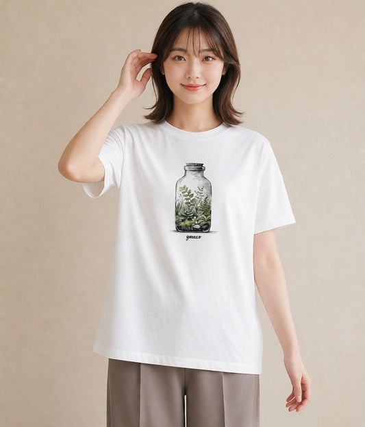 Tシャツ レディース 夕暮れ バルコニー 夕焼け ナチュラル アンティーク イラスト ユニーク 春コーデ 姉妹 白T