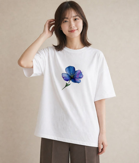 グラフィックTシャツ レディース スミレ 花 花柄 イラスト ラフカジュアル 部屋着 女性向けギフト 白T