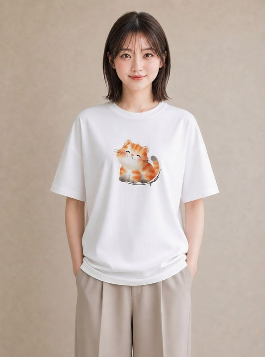 グラフィックTシャツ レディース アメリカンショートヘア 猫 ねこ イラスト 送別ギフト 通勤 白T