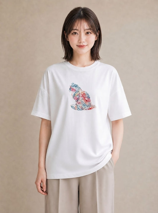 デザインTシャツ レディース 猫の手 猫 ねこ イラスト ラフ 女子会 お揃い 白T