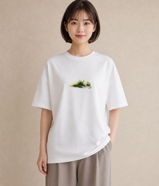 半袖Tシャツ レディース 雨上がりの小道 雨上がり 小道 ナチュラル アンティーク イラスト 可愛い 姉妹 送別ギフト 白T