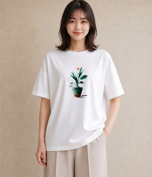 デザインTシャツ レディース 多肉植物 植物 ボタニカル イラスト ニュアンス 散歩 お出かけ 白T
