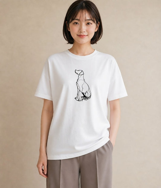 デザインTシャツ レディース 犬 いぬ わんこ イラスト ポップ 海 カフェ巡り 白T