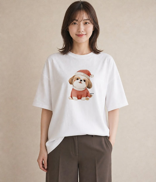 プリントTシャツ レディース 子犬 犬 いぬ イラスト ラフカジュアル デイリーウェア 休日 白T