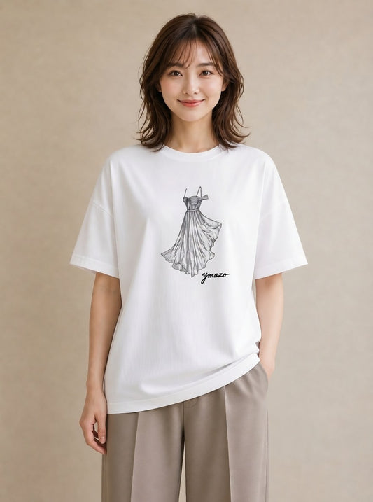 グラフィックTシャツ レディース バレエシューズ バレエ トウシューズ ナチュラル アンティーク イラスト 上品 親子 20代 白T