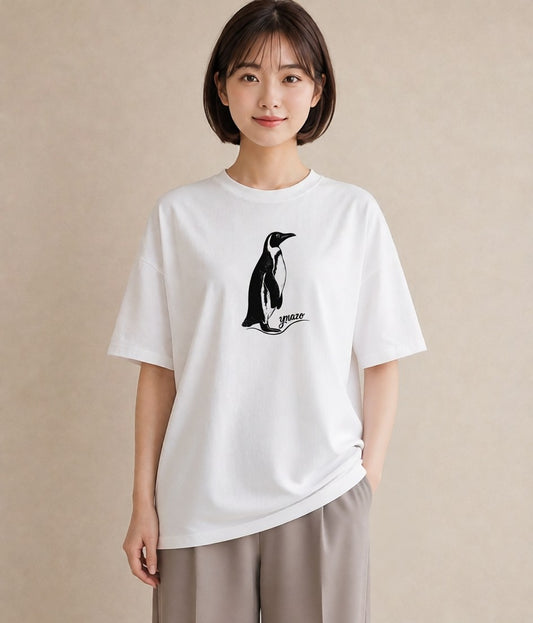 Tシャツ レディース コウテイペンギン 動物 アニマル イラスト カフェコーデ 春コーデ 姉妹 白T