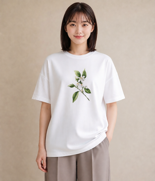 Tシャツ レディース 金木犀 花 花柄 イラスト カジュアル 女性向けギフト 散歩 白T