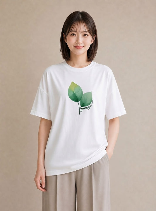 半袖Tシャツ レディース つる 植物 ボタニカル イラスト カフェコーデ 通勤 在宅 白T