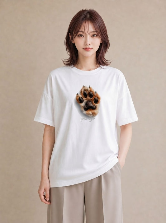デザインTシャツ レディース 肉球 猫 ねこ イラスト ミニマル ホワイトデー 春服 白T