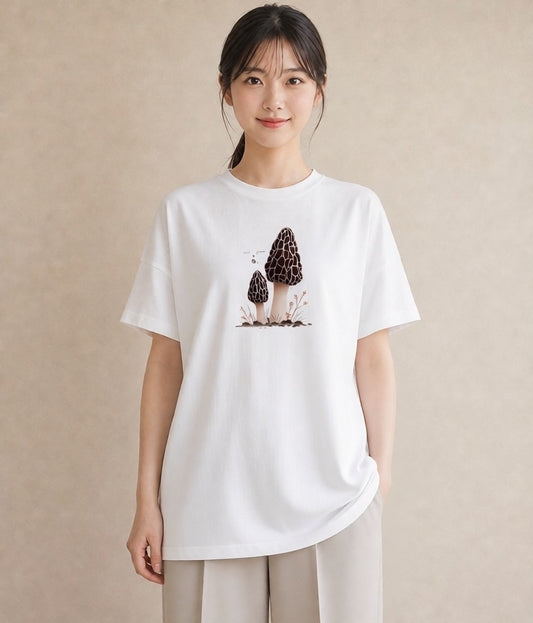 グラフィックTシャツ レディース きのこ 植物 ボタニカル イラスト シック ビーチ デイリーウェア 白T