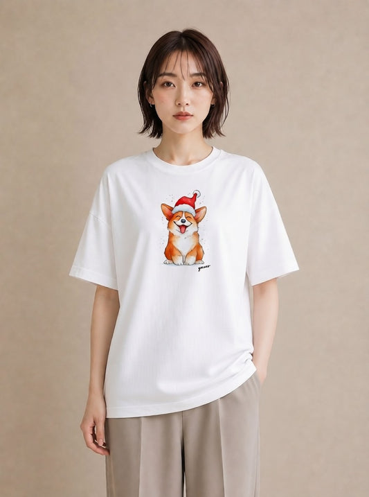 Tシャツ レディース ウェルシュコーギー コーギー 犬 いぬ イラスト 線画 デート 帰省 白T