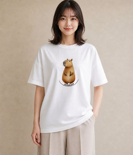 プリントTシャツ レディース キンクマハムスター ペット 動物 イラスト 個性的 カフェ服 クリスマス 白T