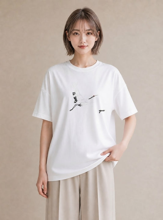 グラフィックTシャツ レディース ハクチョウ 動物 アニマル イラスト ボタニカル 海 カフェ巡り 白T