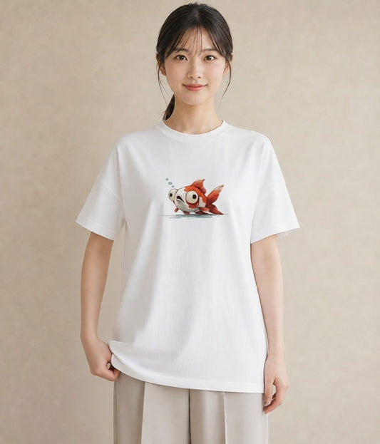 半袖Tシャツ レディース カクレクマノミ 海の生き物 海 イラスト ペアコーデ 秋コーデ 白T
