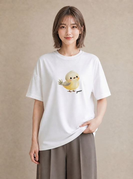 Tシャツ レディース フクロウ 動物 アニマル イラスト きれいめ 公園 ママ 白T