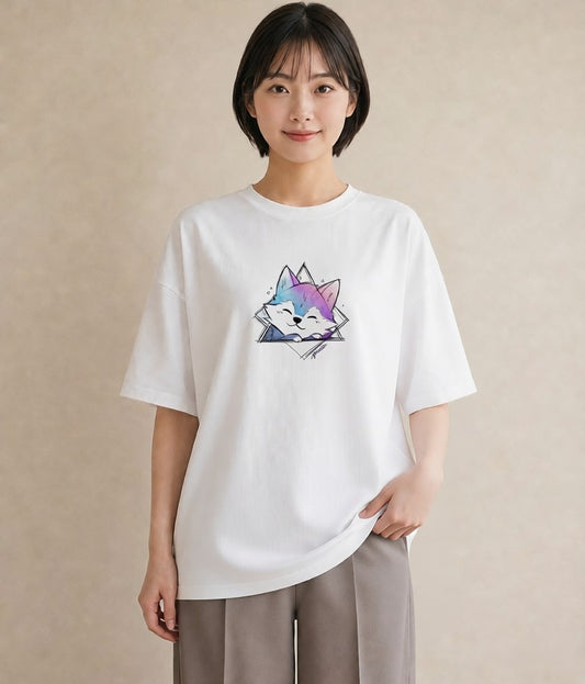 Tシャツ レディース シベリアンハスキー 犬 いぬ イラスト ナチュラル ペアコーデ 秋コーデ 白T